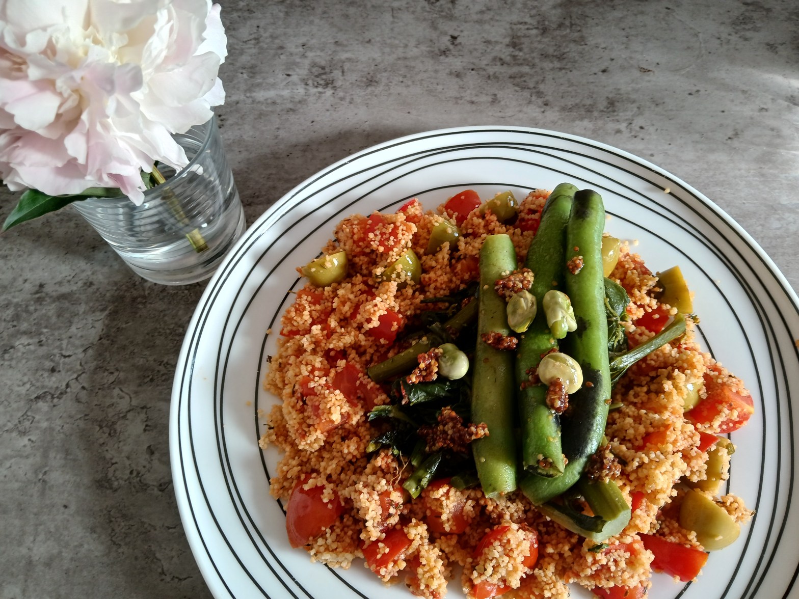 Baby Broad Beans and Mediterranean Couscous (5* plant points)