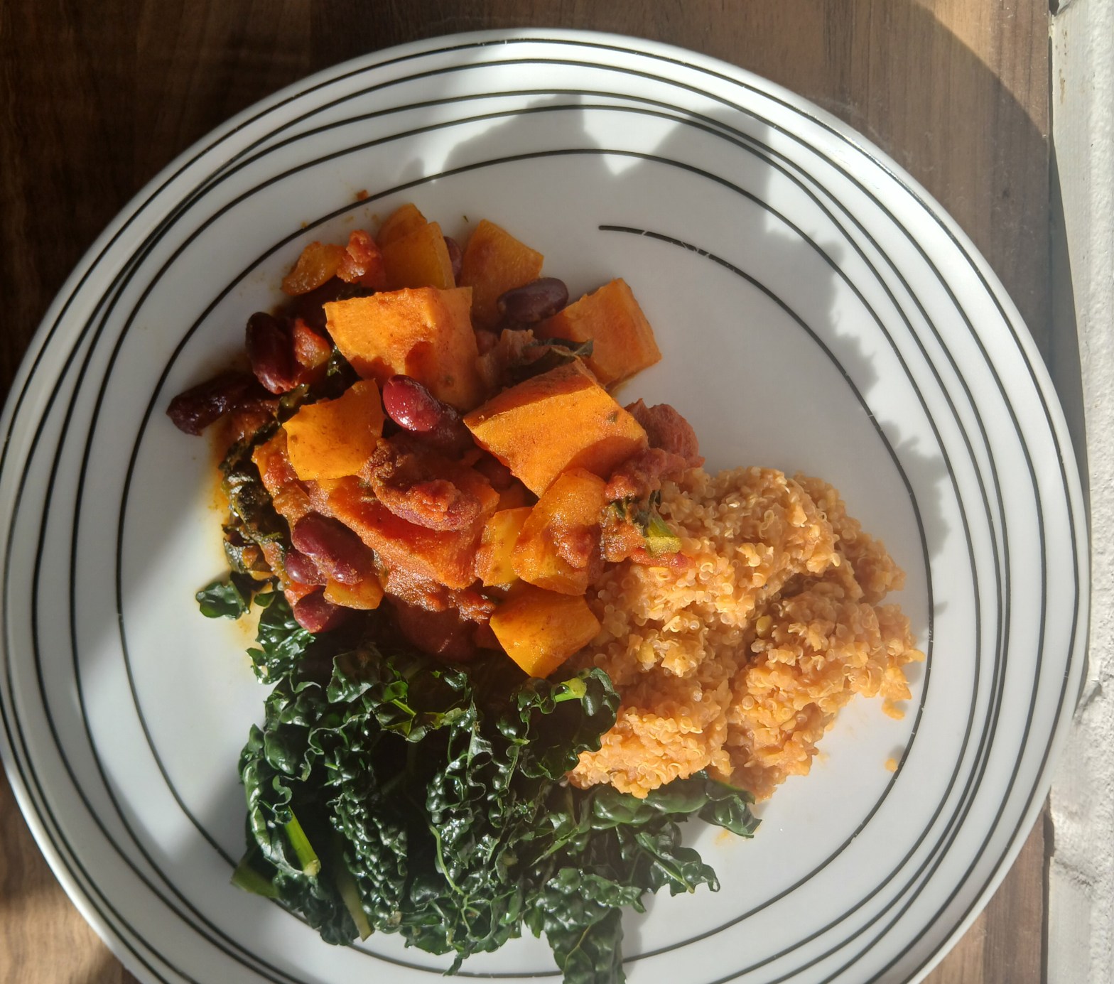 South American Sweet Potato, Grains and Kale