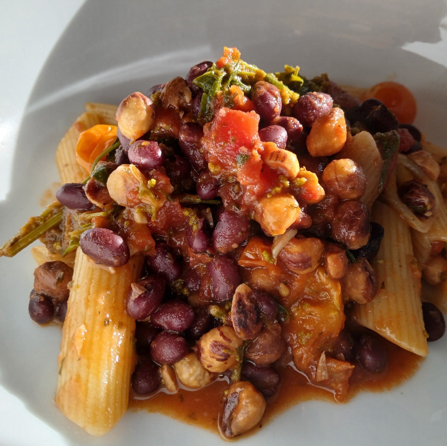 Cherry Tomato, Black Bean and Hazelnut Pasta
